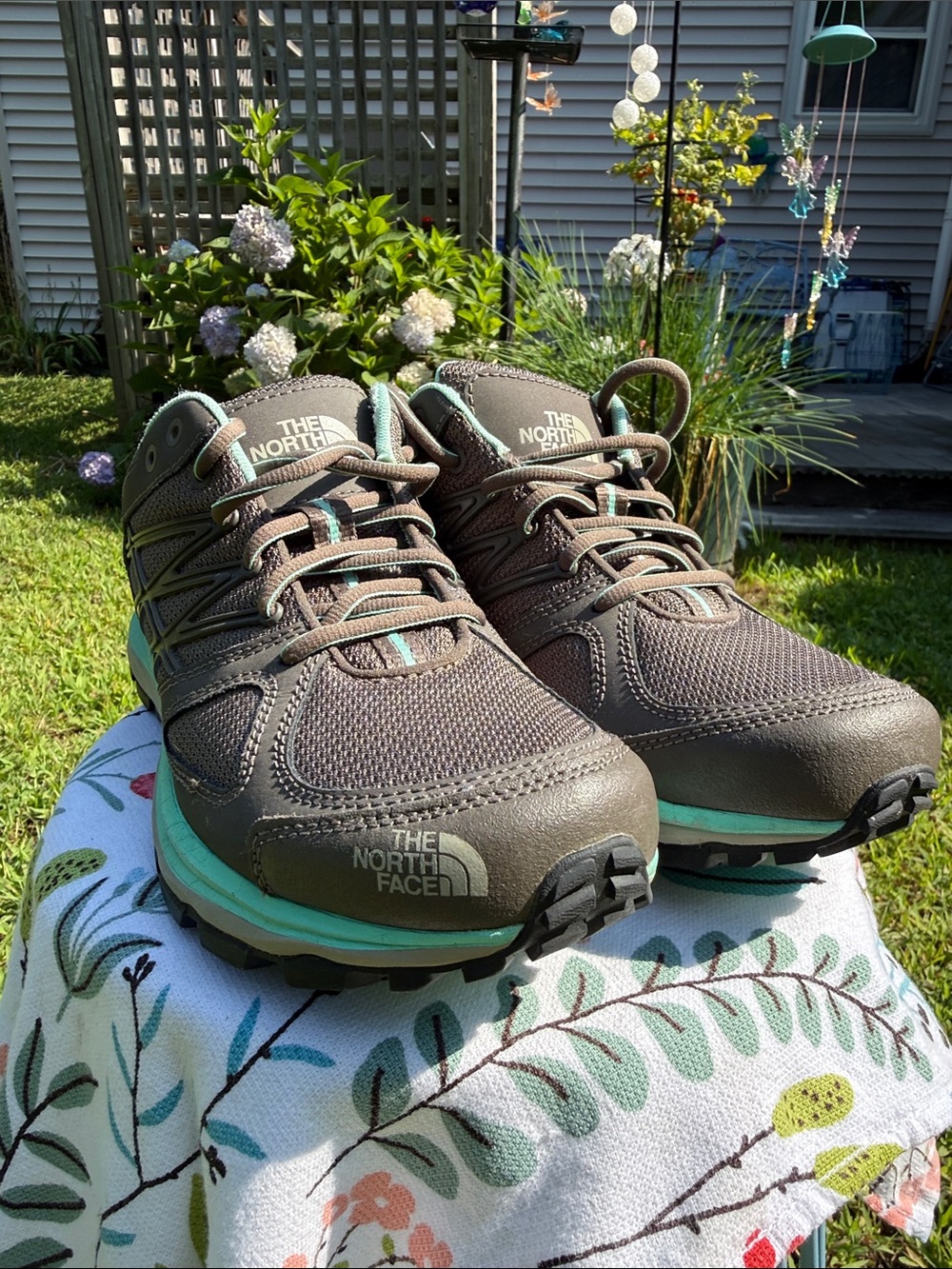 The North Face Women’s Gray with Teal Trail Sneakers